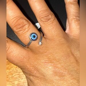 Adjustable Stainless Steel Evil Eye Ring 

Size 9